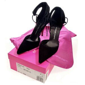 Emanuel Ungaro Paris Sexy Black Suede Stiletto Women's Shoes Size 6 1/2 M